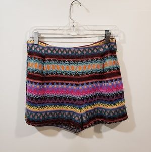 Multi Colored Boho Print Shorts